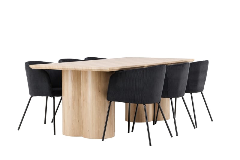 Olivia Matgrupp 210 cm Rektangulär med 6 Berit stolar - Whitewash/Svart - Products - Möbler - Bord & matgrupp - Matgrupp