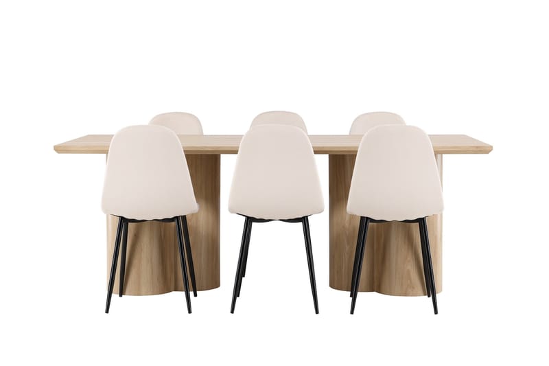 Olivia Matgrupp 210 cm Rektangulär med 6 Polar stolar - Whitewash/Beige - Products - Möbler - Bord & matgrupp - Matgrupp