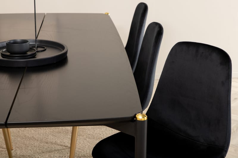 Pelle Matgrupp 190 cm Rektangulär med 6 Polar stolar - Svart/Guld - Products - Möbler - Bord & matgrupp - Matgrupp