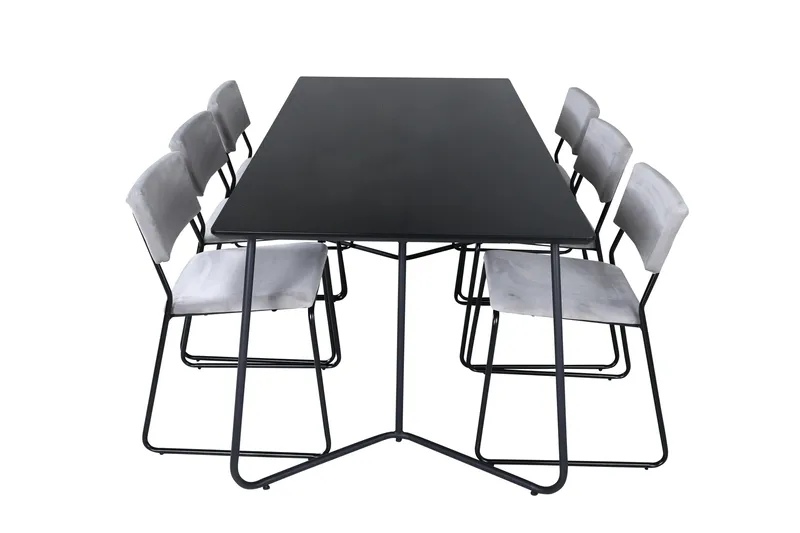 Petra Matgrupp 190 cm Rektangulär med 6 Kenth stolar - Svart - Products - Möbler - Bord & matgrupp - Matgrupp