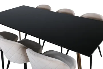 Petra Matgrupp 190 cm Rektangulär med 6 Velvet stolar - Svart - Products - Möbler - Bord & matgrupp - Matgrupp