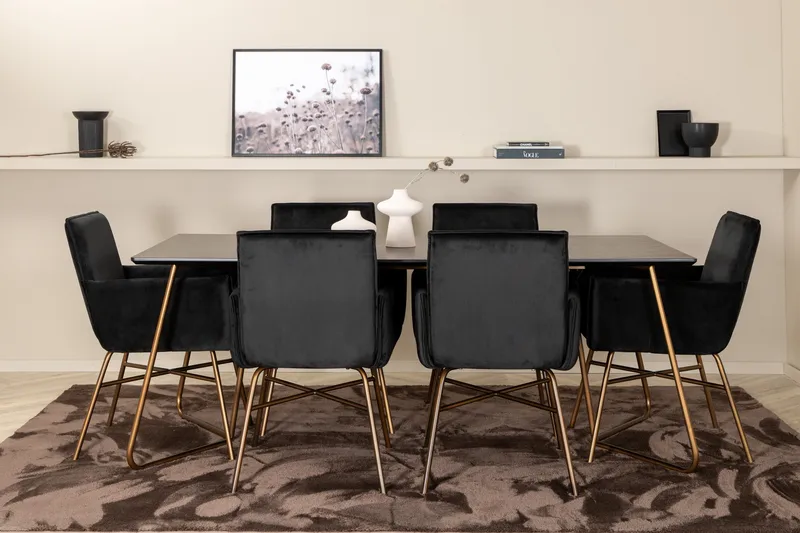 Petra Matgrupp 190 cm Rektangulär med 6 Petra stolar - Svart - Products - Möbler - Bord & matgrupp - Matgrupp