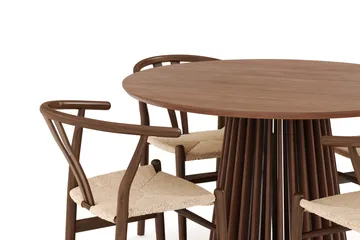 Peyra Matgrupp 120 cm Rund med 4 Dastoori Matstol - 2220070-4,1893317-1 - Valnöt / Brun / Beige - Products - Möbler - Bord & matgrupp - Matgrupp