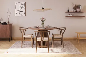 Peyra Matgrupp 120 cm Rund med 4 Dastoori Matstol - 2220070-4,1893317-1 - Valnöt / Brun / Beige - Products - Möbler - Bord & matgrupp - Matgrupp