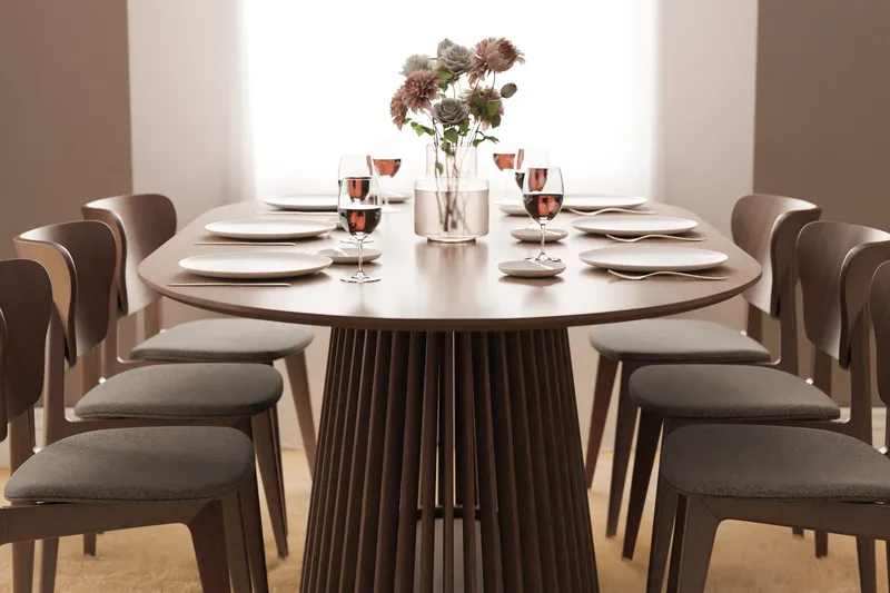 Peyra Ovalt Matbord 200 cm för 6 personer Köksbord Massiv Valnöt - Mörkbrunt / Trä - Products - Möbler - Bord & matgrupp - Matbord & köksbord