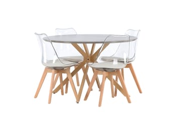 Piazza Matgrupp 120 cm Rund med 4 Edvin stolar - Grå - Products - Möbler - Bord & matgrupp - Matgrupp