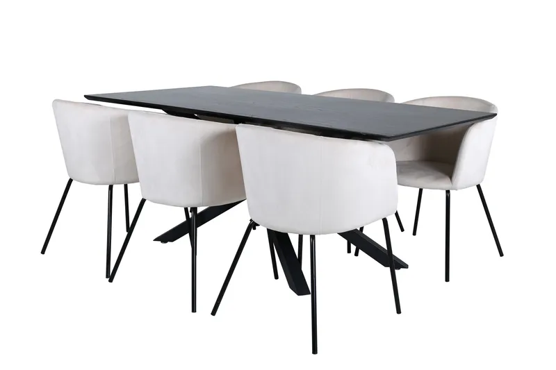 Piazza Matgrupp 180 cm Rektangulär med 6 Berit stolar, Beige