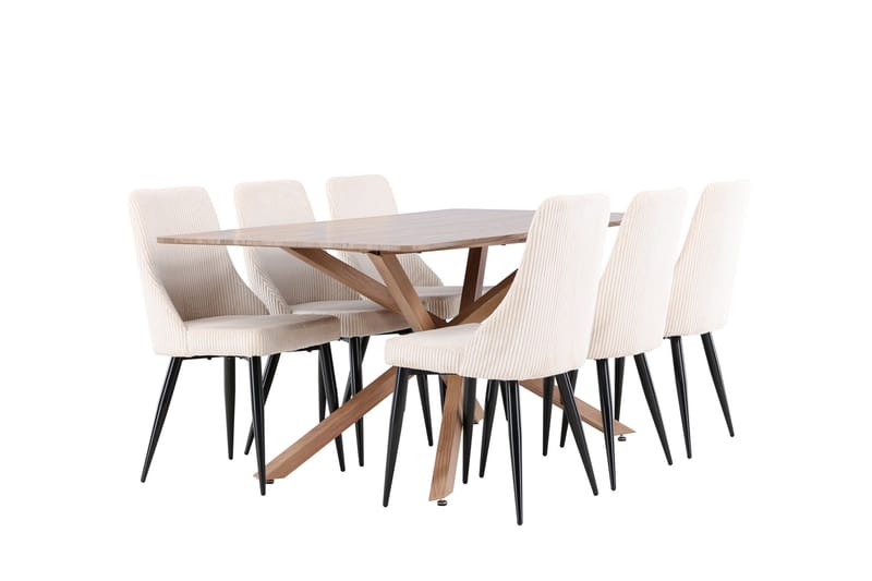 Piazza Matgrupp 180 cm Rektangulär med 6 Leone stolar - Mocca/Beige - Products - Möbler - Bord & matgrupp - Matgrupp