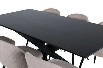 Piazza Matgrupp 180 cm Rektangulär med 6 Velvet stolar - Beige - Products - Möbler - Bord & matgrupp - Matgrupp