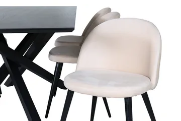 Piazza Matgrupp 180 cm Rektangulär med 6 Velvet stolar - Beige - Products - Möbler - Bord & matgrupp - Matgrupp