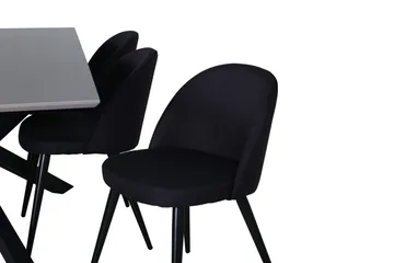 Piazza Matgrupp 180 cm Rektangulär med 6 Velvet stolar - Svart - Products - Möbler - Bord & matgrupp - Matgrupp