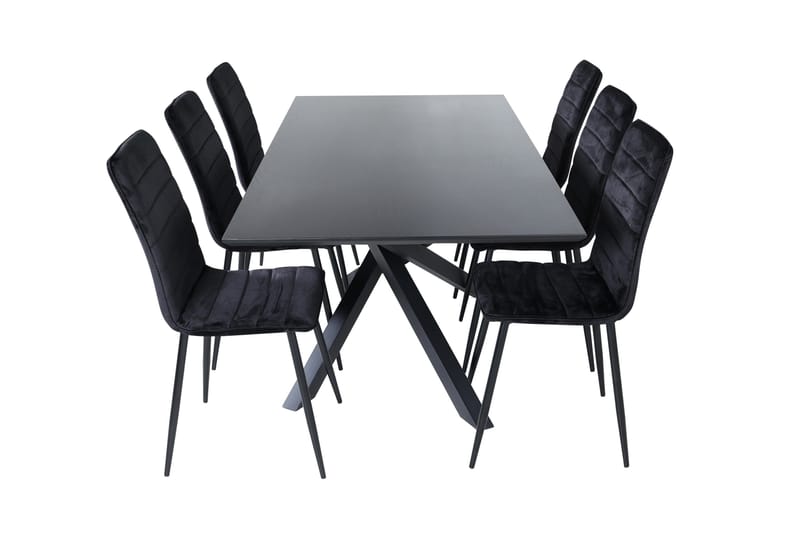 Piazza Matgrupp 180 cm Rektangulär med 6 Windu stolar - Svart - Products - Möbler - Bord & matgrupp - Matgrupp
