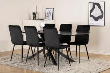 Piazza Matgrupp 180 cm Rektangulär med 6 Windu stolar - Svart - Products - Möbler - Bord & matgrupp - Matgrupp