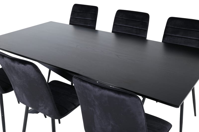 Piazza Matgrupp 180 cm Rektangulär med 6 Windu stolar - Svart - Products - Möbler - Bord & matgrupp - Matgrupp