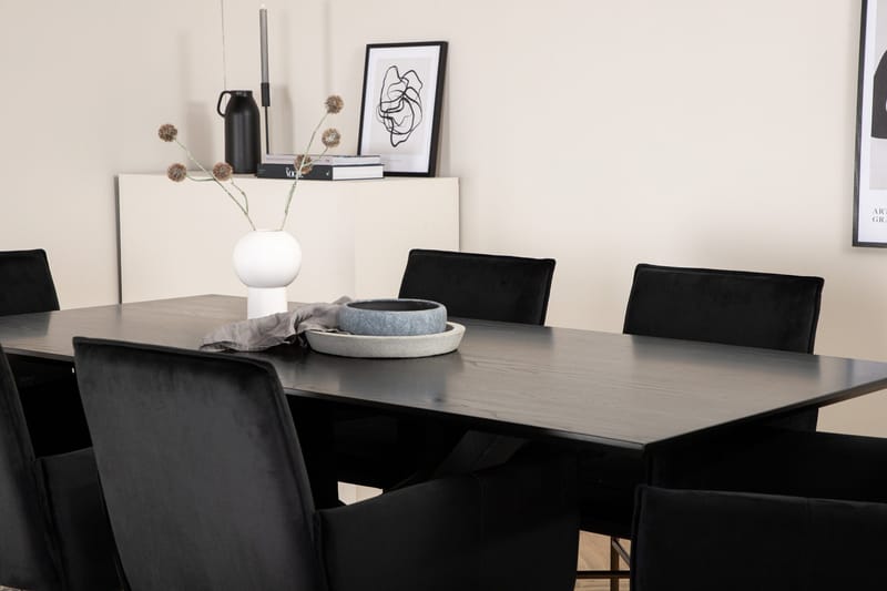 Piazza Matgrupp 180 cm Rektangulär med 6 Petra stolar - Svart - Products - Möbler - Bord & matgrupp - Matgrupp
