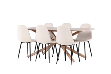 Piazza Matgrupp 180 cm Rektangulär med 6 Polar stolar - Mocca/Beige - Products - Möbler - Bord & matgrupp - Matgrupp