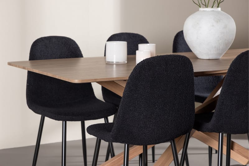 Piazza Matgrupp 180 cm Rektangulär med 6 Polar stolar - Mocca/Svart - Products - Möbler - Bord & matgrupp - Matgrupp