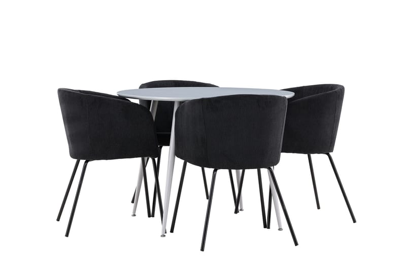 Plaza Matgrupp 100 cm Rund med 4 Berit stolar - Grå/Svart - Products - Möbler - Bord & matgrupp - Matgrupp