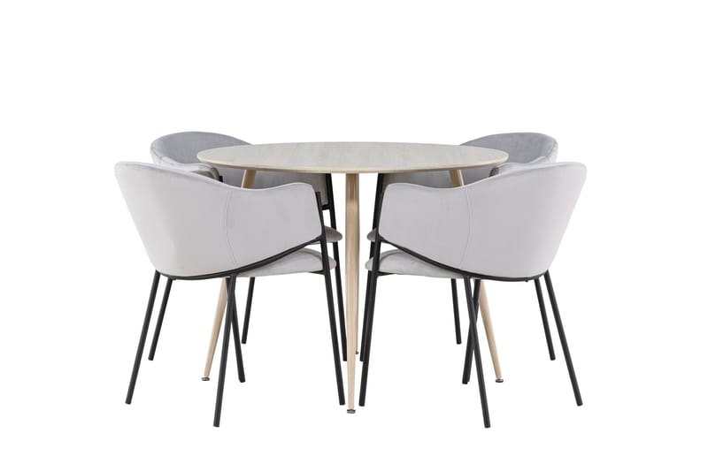 Plaza Matgrupp 100 cm Rund med 4 Evelina stolar - Whitewash/Grå - Products - Möbler - Bord & matgrupp - Matgrupp