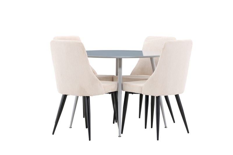 Plaza Matgrupp 100 cm Rund med 4 Leone stolar - Grå/Beige - Products - Möbler - Bord & matgrupp - Matgrupp