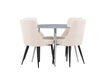 Plaza Matgrupp 100 cm Rund med 4 Leone stolar - Grå/Beige - Products - Möbler - Bord & matgrupp - Matgrupp