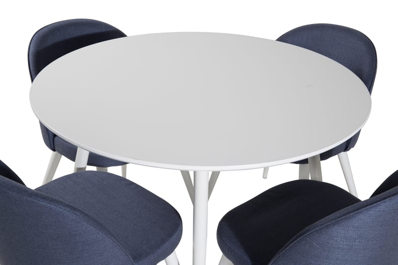 Plaza Matgrupp 100 cm Rund med 4 Velvet stolar - Blå - Products - Möbler - Bord & matgrupp - Matgrupp