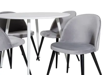 Plaza Matgrupp 100 cm Rund med 4 Velvet stolar - Svart - Products - Möbler - Bord & matgrupp - Matgrupp