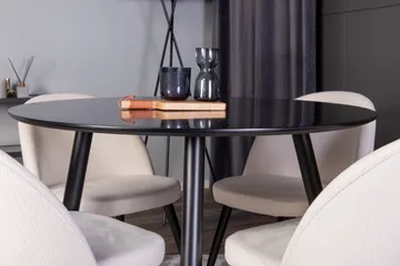 Plaza Matgrupp 100 cm Rund med 4 Velvet stolar - Svart - Products - Möbler - Bord & matgrupp - Matgrupp