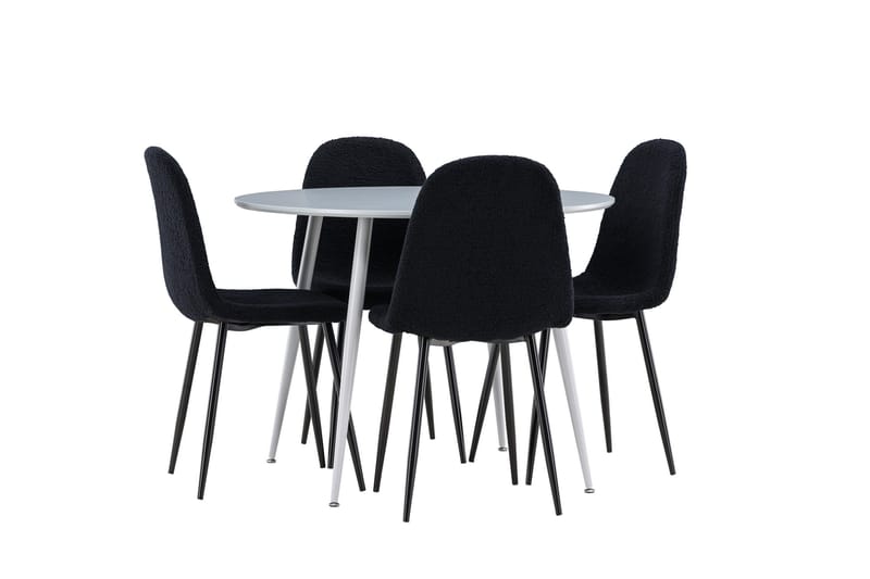 Plaza Matgrupp 100 cm Rund med 4 Polar stolar - Grå/Svart - Products - Möbler - Bord & matgrupp - Matgrupp