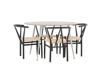 Plaza Matgrupp 120 cm Rund med 4 Alfons stolar - Beige/Svart - Products - Möbler - Bord & matgrupp - Matgrupp