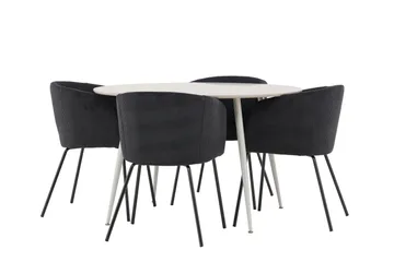 Plaza Matgrupp 120 cm Rund med 4 Berit stolar - Beige/Svart - Products - Möbler - Bord & matgrupp - Matgrupp