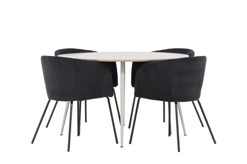 Plaza Matgrupp 120 cm Rund med 4 Berit stolar - Beige/Svart - Products - Möbler - Bord & matgrupp - Matgrupp