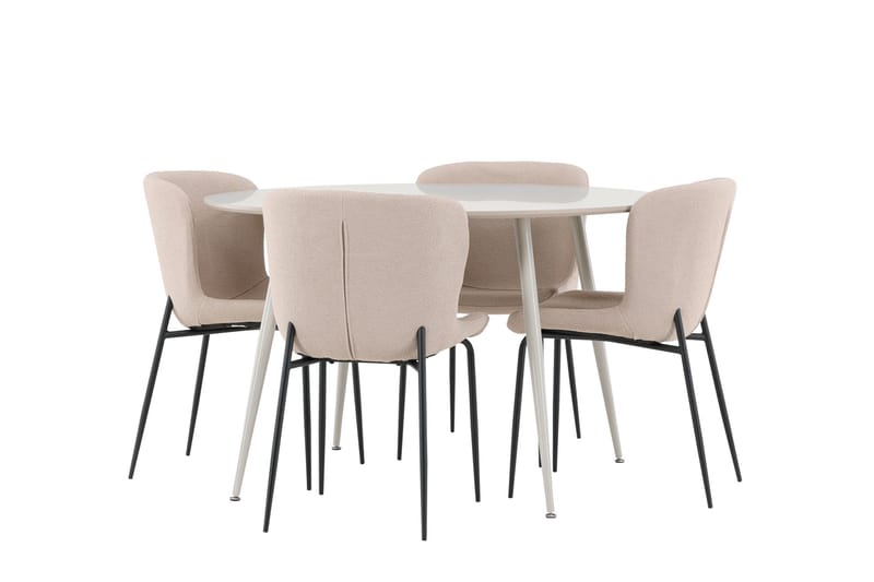 Plaza Matgrupp 120 cm Rund med 4 Modesto stolar, Beige/Beige