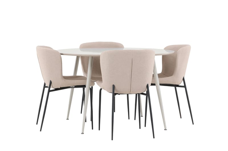 Plaza Matgrupp 120 cm Rund med 4 Modesto stolar - Beige/Beige - Products - Möbler - Bord & matgrupp - Matgrupp