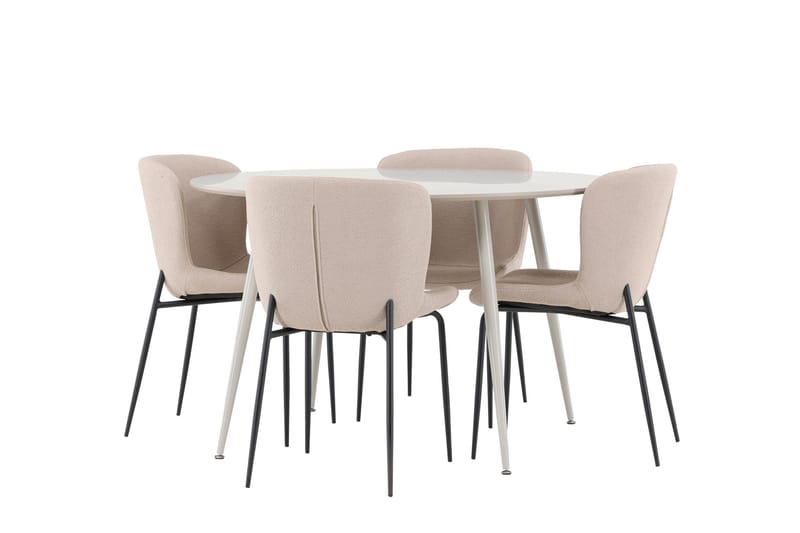 Plaza Matgrupp 120 cm Rund med 4 Modesto stolar - Beige/Beige - Products - Möbler - Bord & matgrupp - Matgrupp