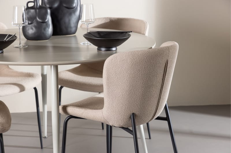 Plaza Matgrupp 120 cm Rund med 4 Modesto stolar - Beige/Beige - Products - Möbler - Bord & matgrupp - Matgrupp