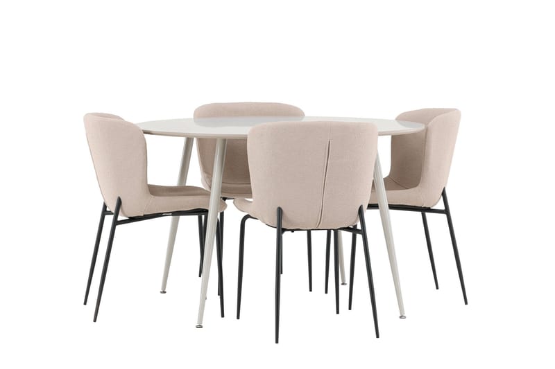 Plaza Matgrupp 120 cm Rund med 4 Modesto stolar - Beige/Beige - Products - Möbler - Bord & matgrupp - Matgrupp