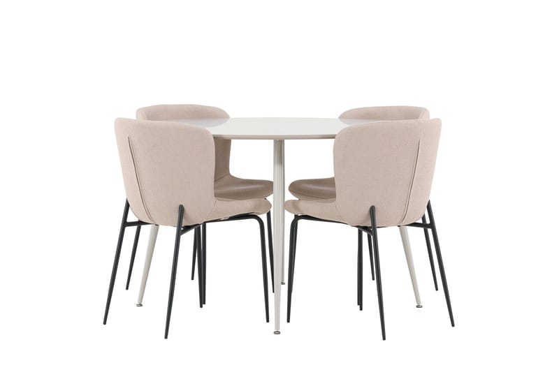 Plaza Matgrupp 120 cm Rund med 4 Modesto stolar - Beige/Beige - Products - Möbler - Bord & matgrupp - Matgrupp