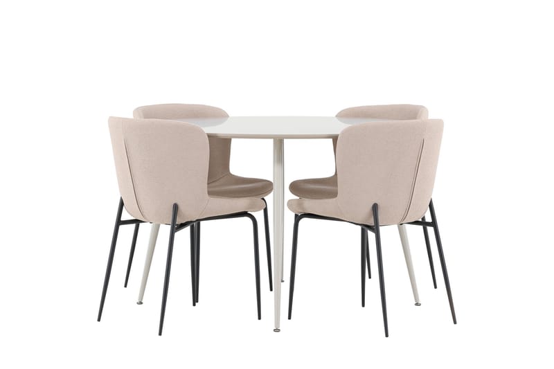 Plaza Matgrupp 120 cm Rund med 4 Modesto stolar - Beige/Beige - Products - Möbler - Bord & matgrupp - Matgrupp