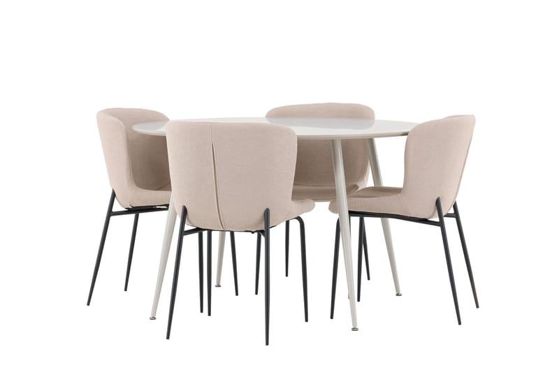 Plaza Matgrupp 120 cm Rund med 4 Modesto stolar - Beige/Beige - Products - Möbler - Bord & matgrupp - Matgrupp