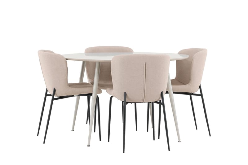 Plaza Matgrupp 120 cm Rund med 4 Modesto stolar - Beige/Beige - Products - Möbler - Bord & matgrupp - Matgrupp