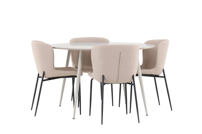 Plaza Matgrupp 120 cm Rund med 4 Modesto stolar - Beige/Beige - Products - Möbler - Bord & matgrupp - Matgrupp