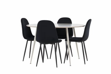 Plaza Matgrupp 120 cm Rund med 4 Polar stolar - Beige/Svart - Products - Möbler - Bord & matgrupp - Matgrupp