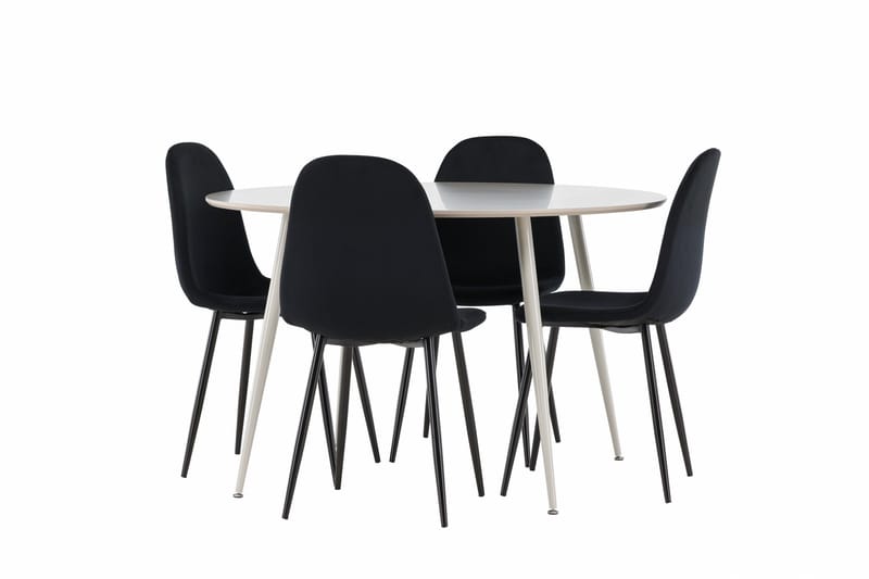 Plaza Matgrupp 120 cm Rund med 4 Polar stolar - Beige/Svart - Products - Möbler - Bord & matgrupp - Matgrupp