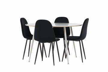 Plaza Matgrupp 120 cm Rund med 4 Polar stolar - Beige/Svart - Products - Möbler - Bord & matgrupp - Matgrupp