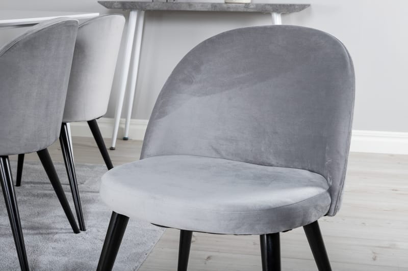 Polar Matgrupp 180 cm Rektangulär med 6 Velvet stolar - Svart - Products - Möbler - Bord & matgrupp - Matgrupp