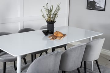 Polar Matgrupp 180 cm Rektangulär med 6 Velvet stolar - Svart - Products - Möbler - Bord & matgrupp - Matgrupp