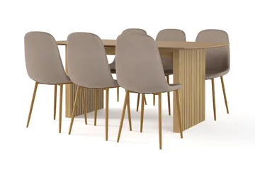 Richeto Matbord 180 cm ek +  6 st Nibe stol brun med ek ben - Natur/Brun - Products - Möbler - Bord & matgrupp - Matgrupp