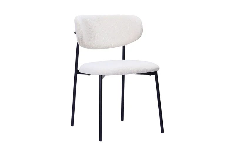 Richeto Matbord 180 cm med 6 Lucy Matstolar - Naturlig finish / Vit Bouclé / Metallben Svart - Products - Möbler - Bord & matgrupp - Matgrupp