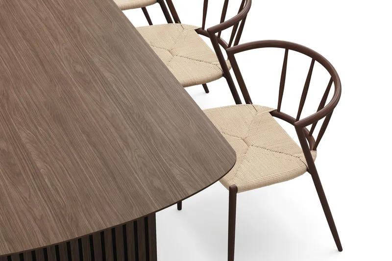 Richeto Matbord 210 cm med 6 Winston Matstolar - Rökt ek / Beige / Metallben Rökt ek - Products - Möbler - Bord & matgrupp - Matgrupp